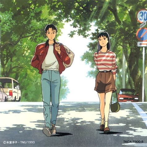 Ocean Waves - Studio Ghibli Two People, Ocean Waves, Studio Ghibli, Walking, Trees, Cars, Anime