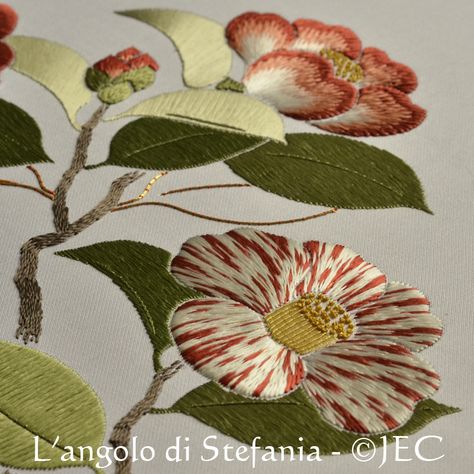 Ricamo tradizionale giapponese: fase 7 Plant Leaves, Embroidery, Plants, Art