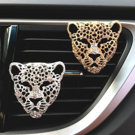 Car Necessities, Leopard Interior, Bling Car Accessories, Cute Cheetah, Leopard Face, Car Vent Clip, Leopard Head, Cat Store, Girly Car