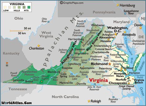 Travel Virginia, Map Of Virginia, Southern History, State Names, Genealogy Map, Delmarva Peninsula, Colonial Beach, Flowering Dogwood, Shenandoah River