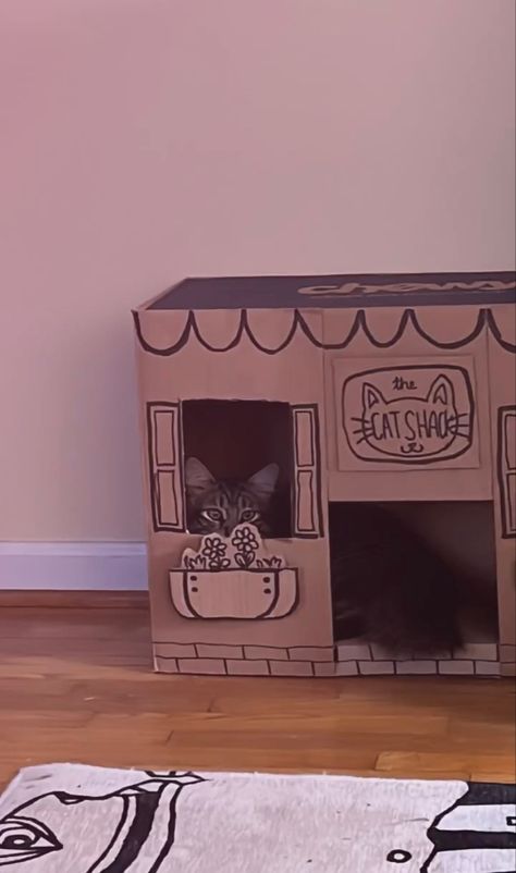 Cat Boxes Diy, Cat Box Fort, Cardboard Cat House Ideas, Cardboard Dog House, Homemade Cat House, Cardboard House For Cats Diy, Cardboard Cat Diy, Cardboard Cat House Diy Easy, Diy Cat Cardboard House