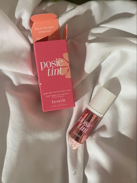 Benefit Posie Tint, Posie Tint Benefit, Benefit Blush Tint, Benefit Makeup Aesthetic, Benefit Cosmetics Aesthetic, Benetint Aesthetic, Aesthetic Lip Tint, Benefit Aesthetic, Benefit Lip Tint