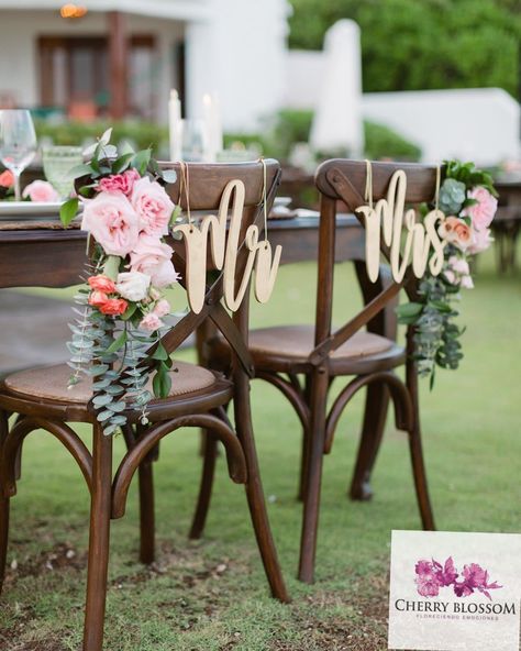 Mr And Mrs Chairs, Wedding Chairs Bride And Groom, Bride And Groom Chair Decor, Weddings At The Beach, Beach Bride And Groom, Wedding Decorations Diy Centerpiece, Bride Groom Chairs, Brides Chair, Groom Flower