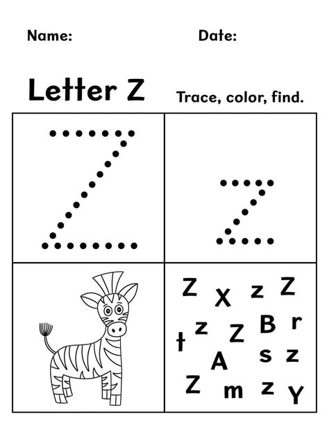 FREE Letter Z Worksheets for Preschool! ⋆ The Hollydog Blog Letter Z Crafts, Alphabet Sound, Teacher Essentials, Letter Sound Recognition, Letter Recognition Worksheets, Letter Worksheets For Preschool, Beginning Sounds Worksheets, Alphabet Activity, Abc Worksheets