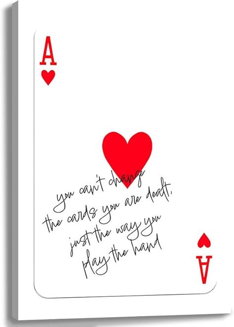 Amazon.com: Stylish Ace of Hearts Poster Funny Modern Preppy Playing Cards Canvas Wall Inspirational Art Aesthetic Wall Decor (C,16x24inch Framed): Posters & Prints Play Cards Art, Cute Playing Card Design, Ace Of Hearts Painting, Painting Playing Cards Ideas Aesthetic, Art With Playing Cards, Ace Of Hearts Aesthetic, Playing Cards Aesthetic, Heart Lettering, Ace Cards