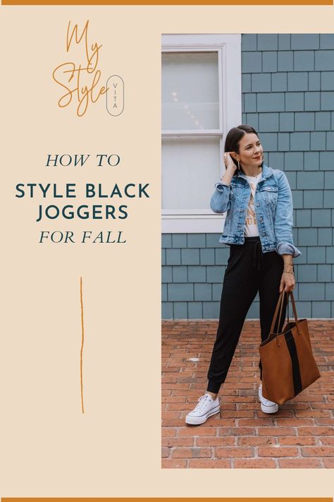 Check out these 3 outfit ideas featuring black joggers. These casual outfits with joggers are easy to recreate and feel stylish. Plus, 3 tips and tricks to dressing up joggers for women. #styletips #joggers #casual What To Wear With Black Joggers Casual, Styling Black Joggers Women, How To Dress Up Black Joggers, Casual Outfits With Joggers, Casual Black Fall Joggers, Black Cargo Joggers Outfit, Dressing Up Joggers, Trendy Black Winter Joggers, Casual Everyday Joggers With Pull-on Style