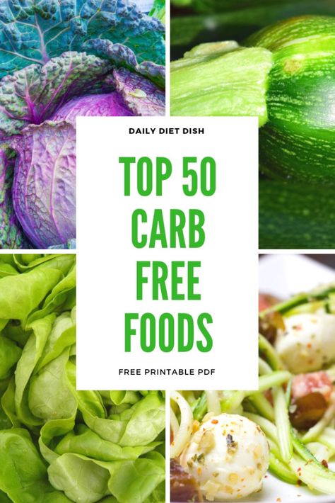 Top 100+ Carb Free Foods List with Printable PDF - Daily Diet Dish Carb Free Foods List, Carb Free Foods, 0 Carb Foods, Carb Free Diet, Carb Free Recipes, Zero Carb Foods, Low Carb Food List, Ketogenic Diet Food List, No Carb Recipes