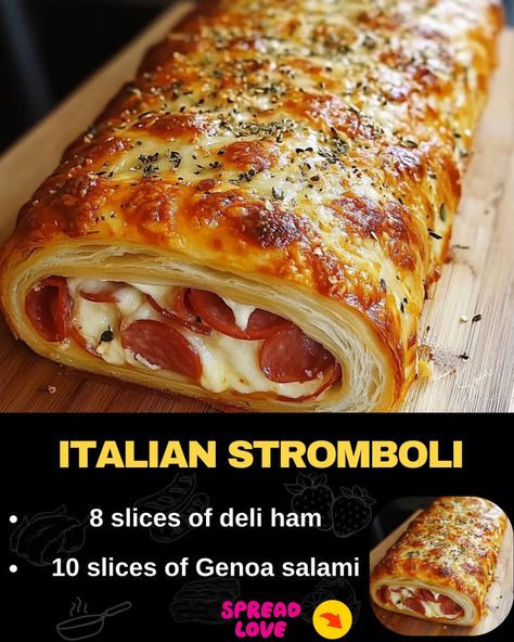 Italian Stromboli Italian Sausage Stromboli Recipe, Sausage Stromboli Recipe, Pillsbury Pizza Crust Recipes, Meat Feast Pizza, Pillsbury Pizza Crust, Italian Stromboli, Bacon Cheeseburger Meatloaf, Pillsbury Pizza, Baked Meatloaf