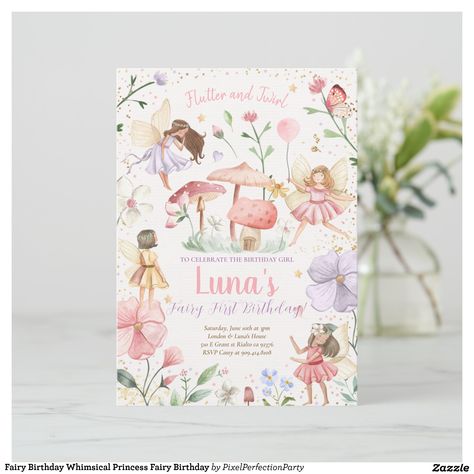 Fairy Birthday Themes, Fairy Garden Birthday, Whimsical Princess, Fairytale Birthday, Fairy Baby Showers, Fairy Garden Birthday Party, Forest Birthday, Princess Fairy, Tea Party Invitations