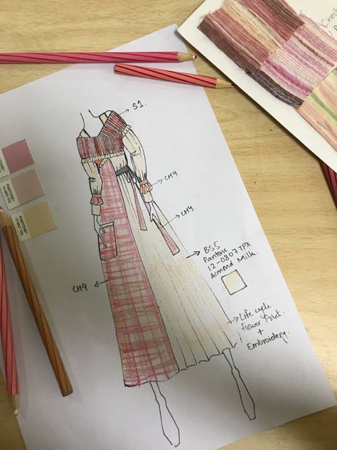 Colour Pencil Fashion Illustration, Color Pencil Fashion Illustration, Pantone Illustration, Swatch Display, Fabric Swatch Display, Fashion Texture, Upcycling Fashion, Story Drawing, Printing Fabric