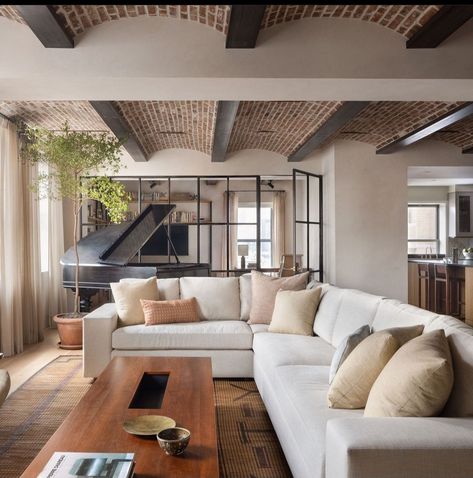 Barrel Vaulted Ceiling, Converted Factory, West Village Apartment, Glass Wall Systems, Downtown Apartment, Apartment Projects, Oak Panels, Serene Bedroom, Inviting Home