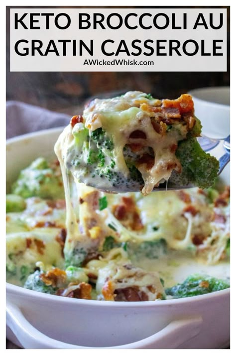 Keto Broccoli Au Gratin Casserole is a creamy broccoli casserole made with fresh broccoli, crispy bacon, melted cheese and served up in a delicious garlic herb sauce. Ready in just 30 minutes, this is the perfect low-carb, keto-friendly side dish to hit your dinner table. | #ketobroccoliaugratin #ketobroccoliaugratinrecipes #ketobroccolicasserole #ketobroccolicasserolelowcarbrecipes #ketobroccolicasseroleeasy #ketobroccolicasserolewithbacon #ketobroccolicheesecasserole #ketosidedishes Cheesy Bacon Broccoli, Broccoli Bacon Casserole, Creamy Broccoli Casserole, Keto Broccoli Casserole, Broccoli Au Gratin, Alabama Recipes, Garlic Herb Sauce, Bacon Broccoli, Cheesy Broccoli Casserole