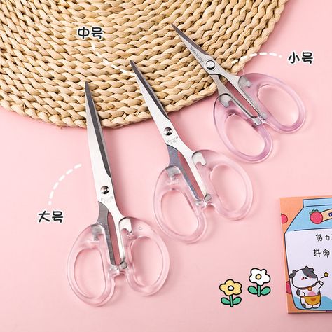 Kawaii Paper, Small Scissors, Sewing Scissors, Planner Pens, Cute Pens, Transparent Paper, Diy Stationery, Office Stationery, Sewing Tools