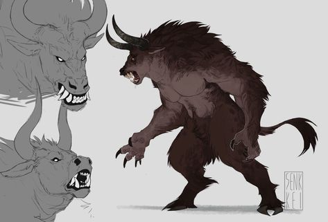 ArtStation - Cannibull, Esra Konemann Armored Minotaur, Beast Character Design, Fey Creatures, Beast Creature, Cool Monsters, Fantasy Beasts, Alien Concept Art, Creature Drawings, Monster Concept Art