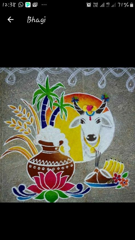 Sankranti Mugullu, Rangoli Pongal Design, Rangoli For Bhogi, Sankranthi Rangoli Muggulu, Pongal Painting, Bhogi Muggulu Simple, Pongal Muggulu Rangoli Designs, Mattu Pongal Kolam Rangoli, Ragoli Color Design 2023