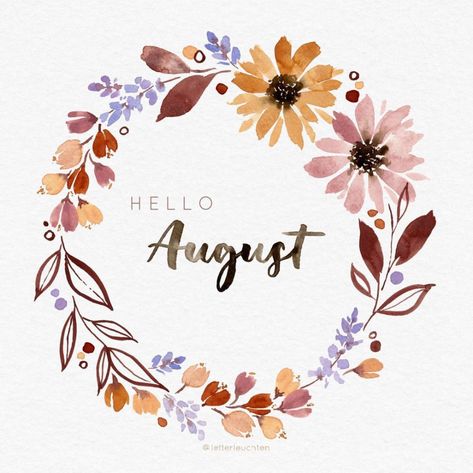 Anja Keller | @letterleuchten August Wreath, Autumn Doodles, Delta Breezes, Hello August, Art Journal Therapy, Bullet Journal Art, Wallpaper Iphone Disney, Apple Watch Wallpaper, Zentangle Art