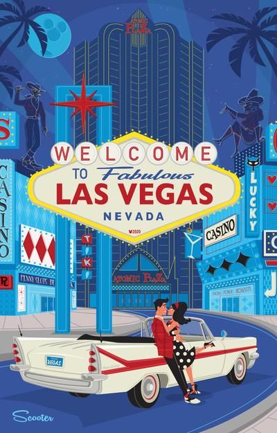 Retro Vegas, Las Vegas Sign, Vegas Sign, Baby Canvas, 11x14 Print, Vegas Baby, Norman Rockwell, Cat Sitting, Las Vegas Nevada