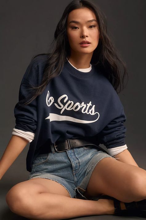 Favorite Daughter Go Sports Sweatshirt | Anthropologie Baseball Sweatshirts, Sports Sweatshirt, Women Suits, Favorite Daughter, Sports Sweatshirts, Women Long Sleeve Tops, Cotton Pullover, Oversized Sweatshirt, Pullover Styling