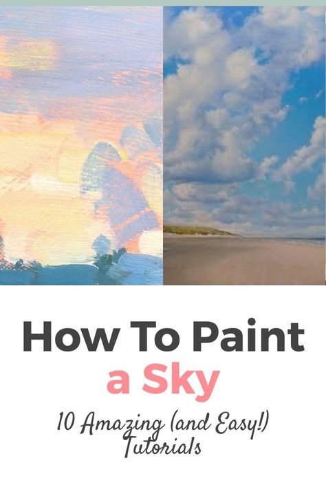 How To Paint A Sky Background, Easy Backgrounds To Paint, Bob Ross Painting Videos, Bob Ross Paintings, Acrylic Painting Tips, Acrylic Painting Lessons, Sky Painting, Acrylic Painting For Beginners, Pretty Sky