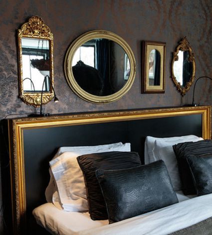 Hollywood Glamour Bedroom, Old Hollywood Bedroom, Hollywood Bedroom, Regency Bedroom, Hollywood Regency Bedroom, Glamourous Bedroom, Glam Bedroom, Black Headboard, Gold Bedroom