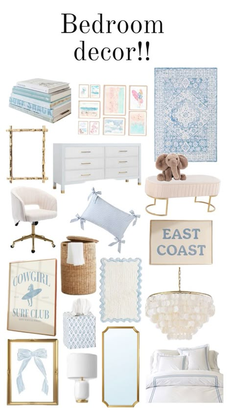 Costal Bedroom, Coastal Room Decor, Ocean Room Decor, Summer Room Decor, College Dorm Room Inspiration, Beachy Room Decor, Beach Room Decor, Summer Room, Dorm Room Inspo