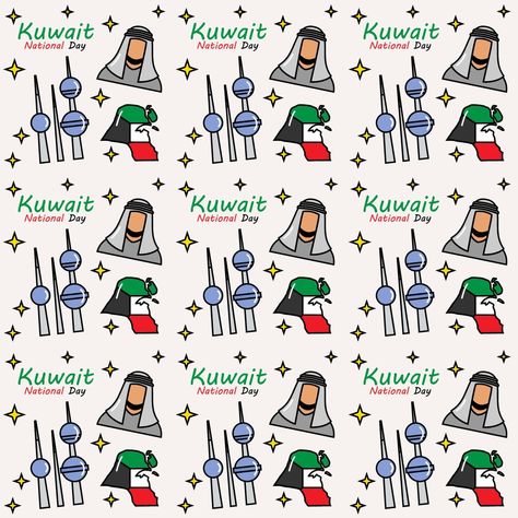 Kuwait National Day, National Day, Kuwait, Seamless Patterns, Pattern Design, Free Design, Vector Free, Doodles, Pattern