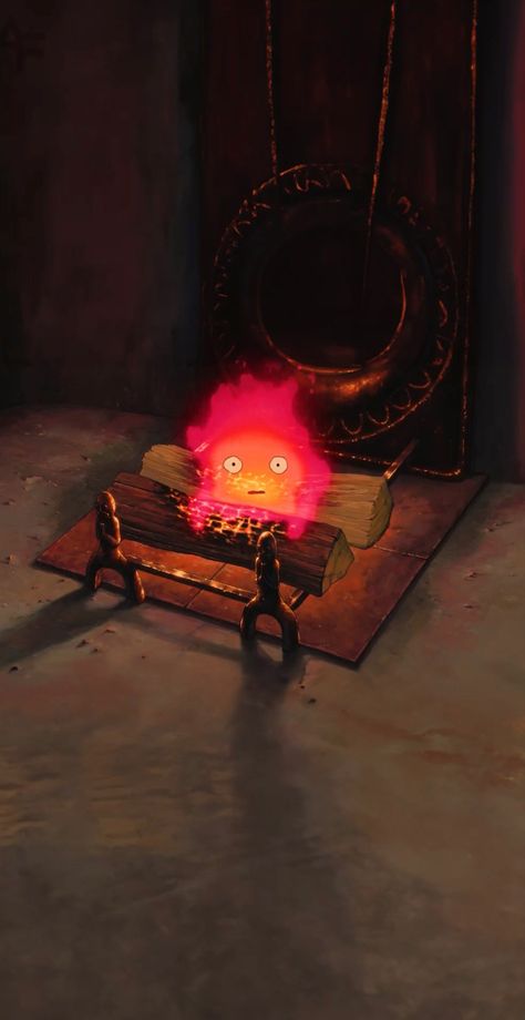 Hotels Moving Castle Wallpaper, Calcifer Wallpaper Iphone, Calcifer Wallpaper, Cute Calcifer, Howl's Moving Castle Calcifer, Howls Moving Castle Wallpaper, Castle Wallpaper, Ghibli Aesthetic, 하울의 움직이는 성