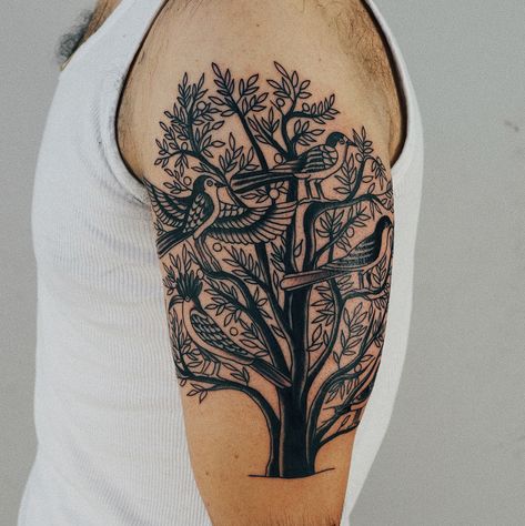 Egyptian tree of life, start of a sleeve on Thomas. Looking forward to continuing this one! Done @sangbleutattoolondon — For bookings in LONDON : antoine.larrey@gmail.com . . . #antoinelarrey #sangbleu #tattoo #london #ttt #tttism #blkttt Thigh Tats, Earthy Tattoos, Thigh Tat, Tattoo Tree, Arm Tats, Traditional Sleeve, American Traditional Tattoos, Old School Tattoo Designs, Tree Of Life Tattoo