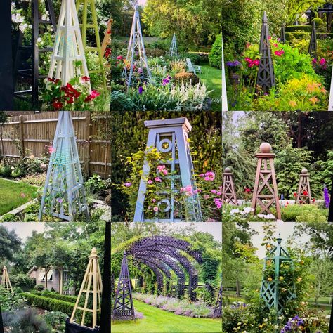 Garden Obelisk Ideas, Garden Obelisk Ideas Focal Points, Metal Garden Obelisk, French Garden Obelisk, Rose Obelisk, Branch Obelisk, Obelisk And Metronome, Outdoor Flowering Plants, Country Garden Decor