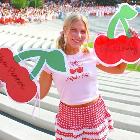 🍒Bid Day is the cherry on top!🍒 @arkansasaxo . . . #BidDay #Sorority #Sisterhood #GreekLife #BidDay #UARK #GoGreek #Sisters #BigLittle Cherry On Top Sorority Theme, Cherry On Top Bid Day, Cherry Bid Day Theme, Sorority Themes, Bid Day Gifts, Sorority Sisterhood, Bid Day Themes, Sorority Big Little, Go Greek