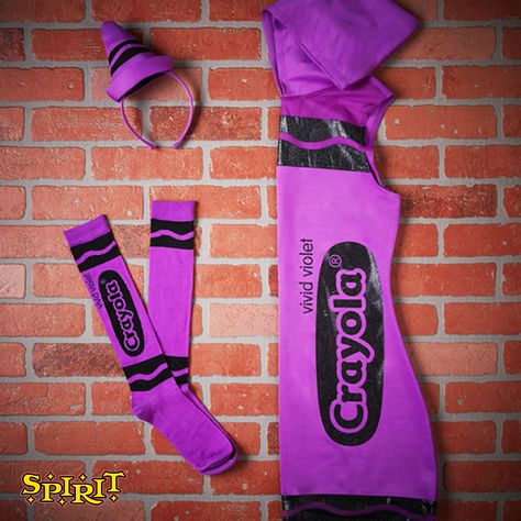 Crayon Custome Halloween, Homemade Crayon Costume, Crayola Costume Diy, Harold And The Purple Crayon Costume, Creepy Crayon Costume, Crayon Hat Diy, The Day The Crayons Quit Costume, Crayon Costume Teacher, Crayon Costume Diy