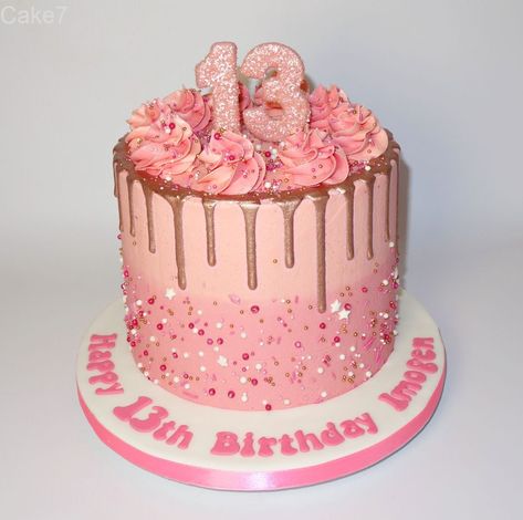 Pink & Rose gold themed drip cake with sprinkles and sparkle. www.cakeseven.wix... Facebook- Cake7. Twitter- Cake7 email: cake.seven@aol.co.uk phone: 07731 882 988 Girls 13th Birthday Cake, Rose Gold Birthday Cakes, Birthday Cakes For 13th Birthday Girl, Glittery Cake, Teen Birthday Cake Ideas, Rose Gold Glitter Cake, 10th Birthday Girl Cake, Rose Gold Cake Ideas Birthday, Pink 13th Birthday Cake