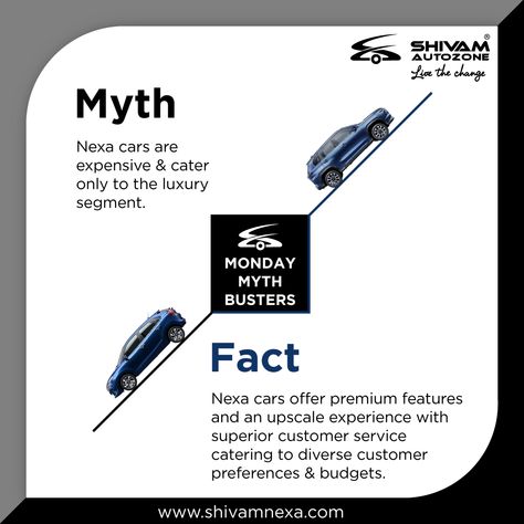 Clearing the Path of Misconceptions! This Monday we debunk a MYTH related to NEXA Premium Cars. 💯 #MondayMythBusters #MythsAndFacts #FactCheck #MythBusting #FactsMatter #Mythbusters #SAZMythBuster #NEXA #ShivamAutozone #Kandivali #Andheri #Malad #Chembur #Nalasopara #Boisar #Shahapur #Talasari #Wada #Vikramgad #Mumbai #Thane #Palghar Myth Fact, Myth Busters, Myth Busted, Maruti Suzuki, Fact Checking, Premium Cars, Creative Photos, Insurance Company, Budgeting