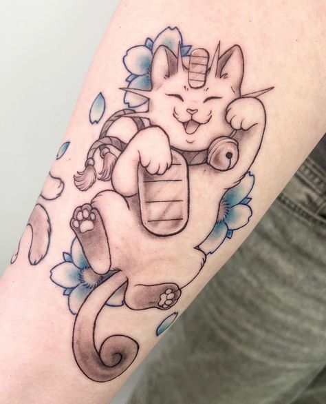 @linkachuu.tattoo 🩵 Recent Monmon style Meowth by our apprentice Amy 🐱 Click the link in her bio for apprentice rate tattoos! 🌸 #tattoo #auraninetyfour #cattattoo #meowth #cutetattoo #pokemontattoo #monmoncat #flowertattoo #floraltattoo #japanesestyletattoo #japanesetattoo #neotraditionaltattoo #neotraditional #colourtattoo #pasteltattoo #tattooideas #tattooinspiration #tattoodo #tattoosnob #pics_of_inked_ #d_world_of_ink #neotrad #londontattoo #londontattooartist #londontattoostudio #finel... Meowth Tattoo, Japanese Style Tattoo, Pastel Tattoo, Pokemon Tattoo, London Tattoo, Yo Kai, Style Tattoo, Yokai Watch, Fine Line Tattoos