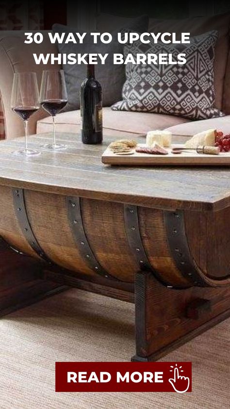 Discover endless possibilities for upcycling with whiskey barrels in your next DIY project. From charming planters to stylish tables and rustic bars, unleash your creativity and add a touch of uniqueness to your living space or garden. Get inspired by these creative ideas and start crafting with whiskey barrels today. Let the adventure begin! Wine Barrel Table Diy, Barrel Table Diy, Whiskey Barrel Ideas, Diy Whiskey Barrel, Bourbon Barrel Table, Wine Barrel Clock, Rustic Bars, Whiskey Barrel Decor, Used Whiskey Barrels