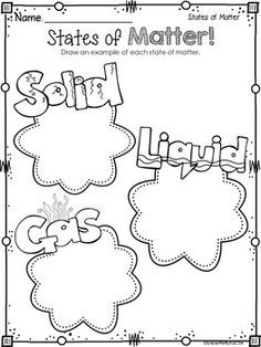 States of Matter Solids Liquids Gas Printable Solids Liquids And Gases, State Of Matter, States Of Matter Worksheet, Solid Liquid Gas, Matter Worksheets, Second Grade Science, 1st Grade Science, First Grade Science, Primary Science