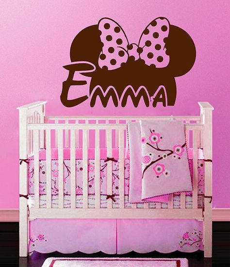 kik141 Wall Decal Sticker name cot children's bedroom baby girl Minnie Mouse Wall Decals, Mouse Wall, Name Sticker, Name Wall Decals, Custom Vinyl Stickers, Kids Wall Decals, Name Stickers, Wall Decal Sticker