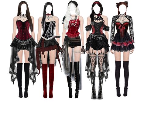 Leahsss on ShopLook | The easiest way to find the perfect outfit Dominate Concert Outfit, Preformance Outfits Kpop, Kpop Outfit Inspired, K Pop Outfits Stage, K Pop Stage Outfits, Kpop Dance Outfits, Black Thigh Boots, Ideas For Black Hair, Stray Kids Outfits