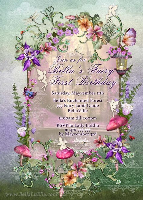 Fairytale Forest Party Enchanted Wood Invitation Forest | Etsy Fairytale Baby Shower Theme, Enchanted Forest Quinceanera Theme, Enchanted Forest Quinceanera, Woodland Fairy Birthday Party, Cinderella Quinceanera Themes, Forest Baby Shower Invitations, Enchanted Forest Birthday Party, Enchanted Forest Decorations, Fairytale Baby Shower