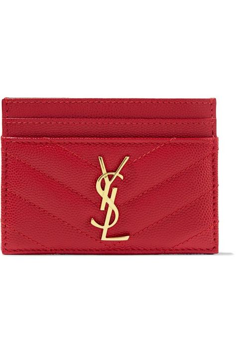 Stitch Wallet, Ysl Crossbody Bag, Stitch Bag, Saint Laurent Shirt, Leather Card Holder Wallet, Red Wallet, Quilted Wallet, Red Quilts, Yves Saint Laurent Bags