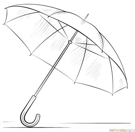 Umbrella Drawing, Pencil Drawing Tutorials, Umbrella Art, Drawing Tutorials For Kids, Basic Drawing, Drawing For Beginners, Step Drawing, Art Instructions, Drawing Lessons