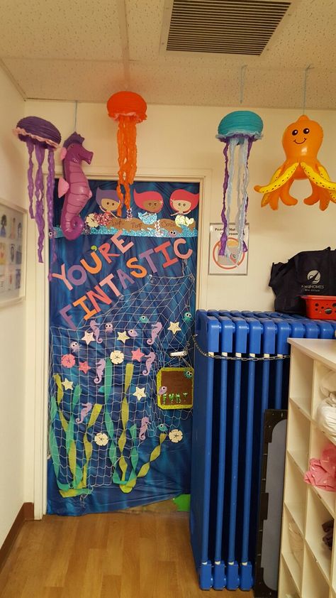 Teacher Appreciation Week, under the sea theme teacher appreciation. Jellyfish Under The Sea Staff Appreciation, Under The Sea Teacher Door, Under The Sea Teacher Appreciation Theme, Beach Classroom Door, Fish Classroom Theme, Teacher Appreciation Week Door, Sea Classroom Theme, Under The Sea Classroom Theme, Teacher Appreciation Door Decorations