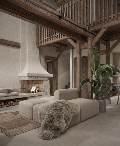 Redecorate Room, Tiled Fireplace, Farmhouse Living Rooms, Minimalist Fireplace, Cozy Christmas Living Room, Modern Rustic Living Room, Renovation Architecture, Interior View, Cozy Living Spaces