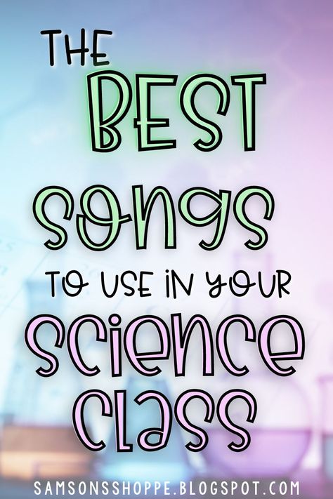 YES! You CAN integrate songs into the middle school science classroom! There are SO many popular songs that can be integrated into your middle school science activities. Check out this list for songs that can be used when teaching the periodic table to kids, when teaching middle school space lessons, physics or the human body systems! A great way to start virtual classroom meetings, for classroom transition ideas or as introduction to a science topic. samsonsshoppe.blogspot.com #samsonsshoppe Cells Middle School Activities, Amplify Science Middle School, Middle School Transition Activities, Fifth Grade Science Classroom, Middle School Science Decor, Science Teacher Aesthetic Classroom, Middle School Science Anchor Charts, 6th Grade Science Experiments, Science Games Middle School