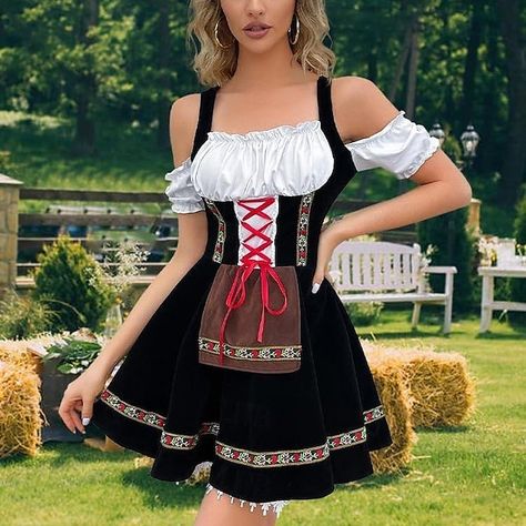 Oktoberfest Outfit Women, Beer Costume, Shirt Apron, Oktoberfest Outfits, Dirndl Blouse, Oktoberfest Outfit, Oktoberfest Beer, Traditional Costume, Costume Dress