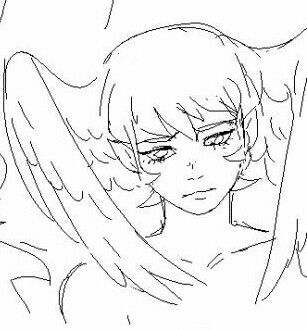 Angel Wings Covering Face, Wings On Head Reference, Winged Person Drawing Reference, Angle Halo Drawing, Art Reference Wings, Small Wings Drawing, Wings Over Eyes, Ear Wings Drawing, Wings Covering Face