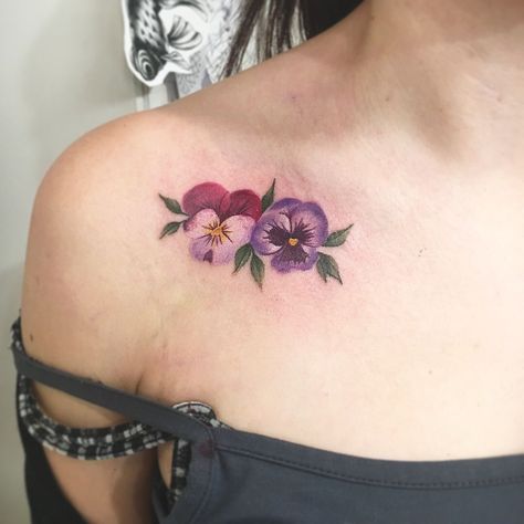 Purple Petunia Tattoo, Petunia Tattoos For Women, Impatient Flower Tattoo, Purple Pansy Tattoo, Petunia Flower Tattoo, Petunia Tattoo, Pansy Tattoo, Nature Tattoo Ideas, Violet Tattoo