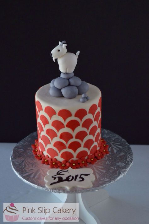 Year of the goat Chinese New Year cake 2015 Goat Cake, Chinese New Year Cake, Christian Birthday, New Year's Cake, Farm Cake, Gourmet Cupcakes, Fondant Cake Toppers, Easter Brunch, Fondant Cake