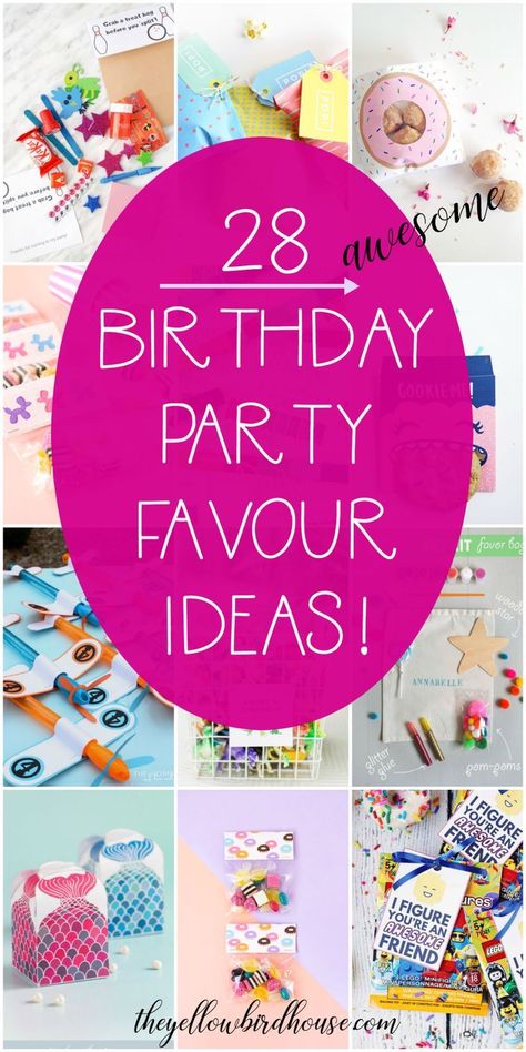 28 Birthday party favour ideas for kids. Lots of free printables for birthday goodie bags. Awesome non-candy favor ideas for kid's birthday parties. Reach 'super-mom' status with these super-creative treat bag ideas for a kid's party. Lot Bag Ideas For Birthday, Non Candy Party Favors, 28 Birthday Party, Party Favour Ideas, Diy Goodie Bags, Modern Homemaking, 28 Birthday, Mom Status, Birthday Treat Bags