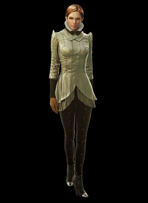 Dr. Megan Reed | Deus Ex: Human Revolution Megan Reed, Sci Fi Uniform, Deus Ex Human Revolution, Deus Ex Human, Deus Ex Mankind Divided, Flamingo Costume, Revolution Art, Victorian Coat, Giant Bomb